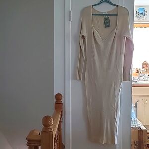 H&M Ivory Maxi Knit Dress size XXL